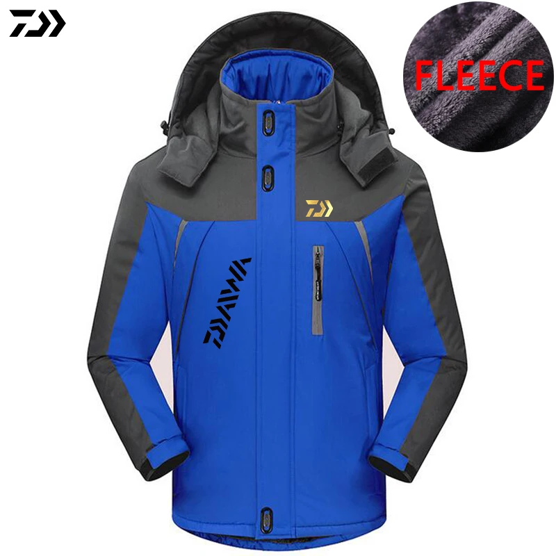 

DAWA Plus Velvet Outdoor Sports Fishing Clothing Men Autumn Winter Waterproof Keep Warm Patchwork Hooded Jackets