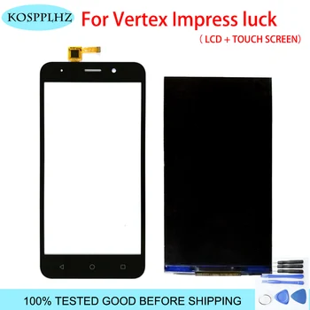 

KOSPPLHZ 5.0 Inch For Vertex impress Luck Touch Screen Digitizer and lcd Front Glass Lens Black Gold color With tape&tools