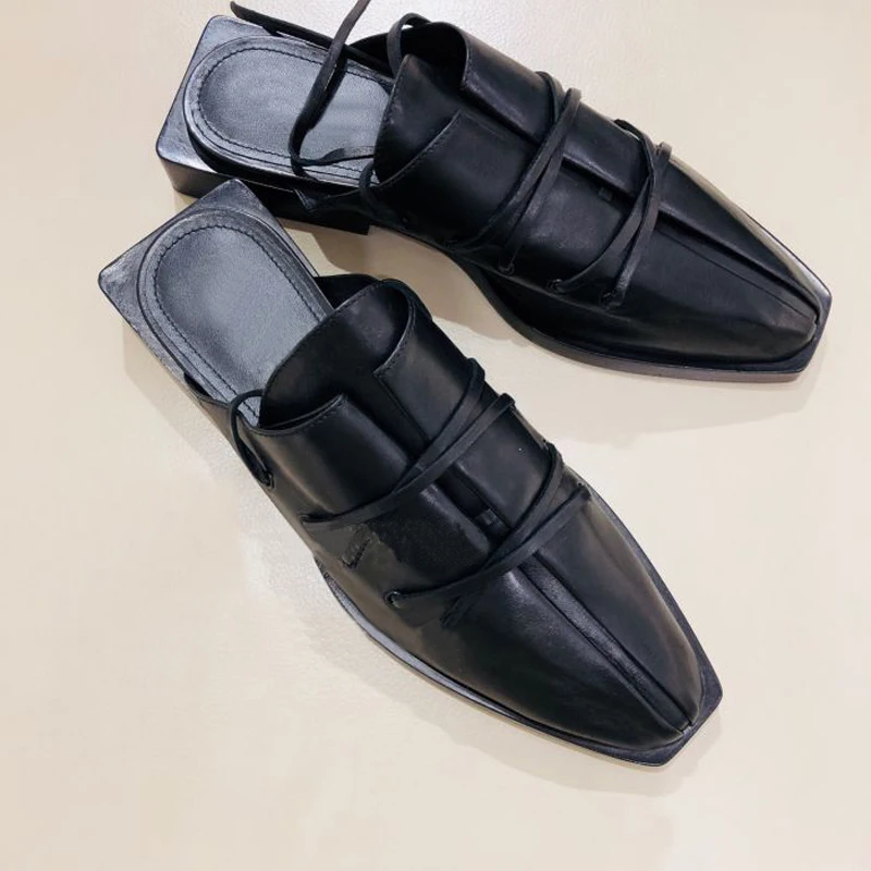 

2018 Hot Summer Shoes Woman Slippers Leather Cross-tied Design Slippers Retro Outside Lazy Casual Tipe Slippers Shoes Woman