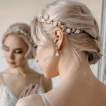 

Gold Hair Vine Bridal Wedding Hair Accessories Handmade Shell Flower Headband