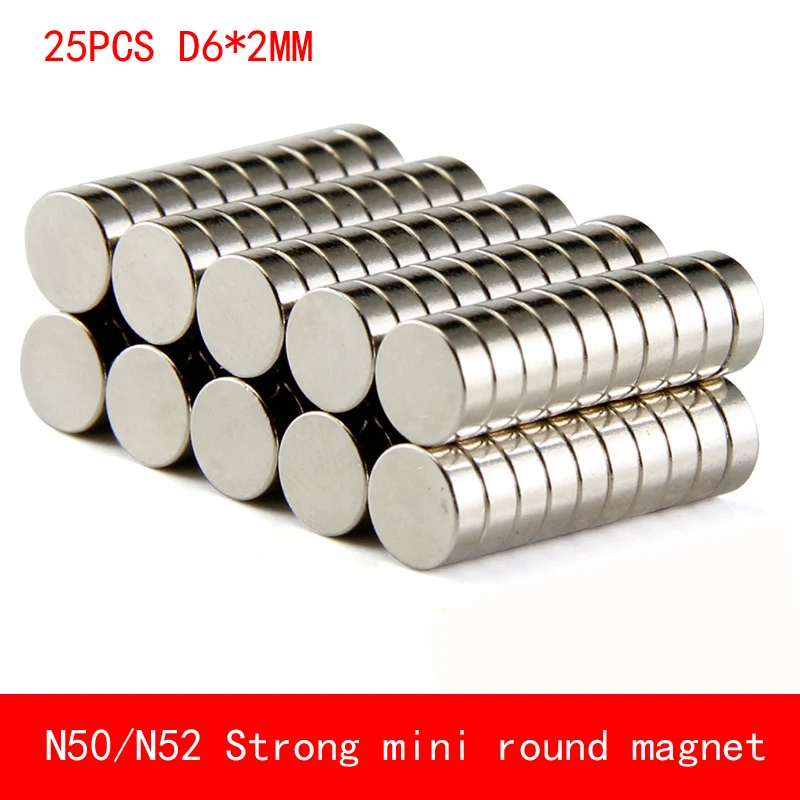 

wholesale 100PCS D6*2mm mini round Neodymium magnet N50 N52 diameter 6X2MM