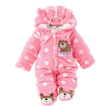 

Winter Baby Thickening Warm Rompers Infant Long Sleeve Coverall Hooded Jumpsuits Newborn Bear Cartoon Clothing Romper NBB0005