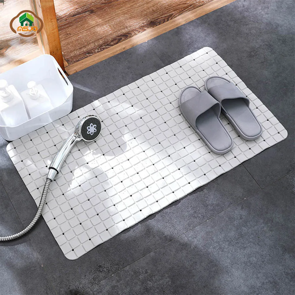 

MSJO Anti slip Shower Mat Bath Bathroom PVC Sucker Floor Bathroom Rugs Carpet Grid Design Soft Drain Bathtub Shower Kid Bath Mat