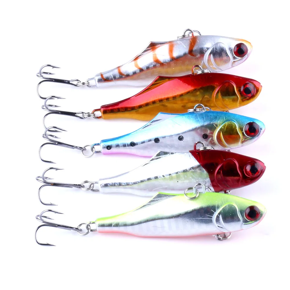  5PCS 9cm/23g VIB Fishing Lures 3D Eyes Lifelike Hard Lure Artificial Hard Baits With Treble Hook Hi