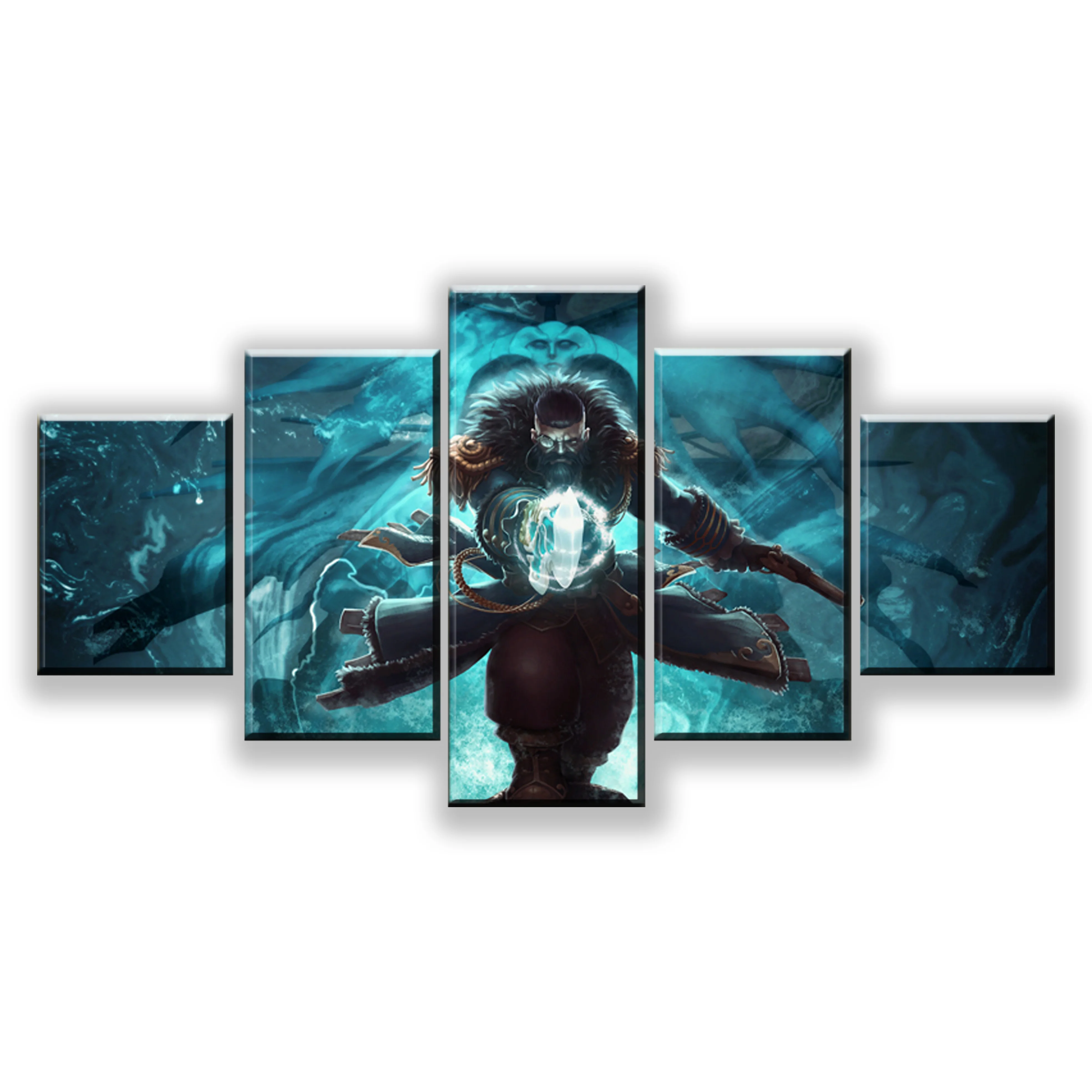5 панелей холст печать игра плакат DotA 2 Kunkka пиратский корабль меч оружие настенное