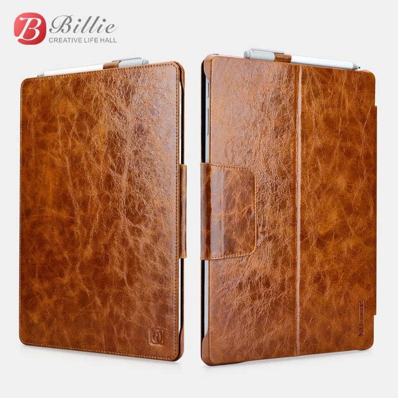 

Oil Wax Vintage Cowhide Genuine Leather Case for Microsoft Surface Pro 4 Retro Business Stand Smart Cover For Surface Pro4 bags
