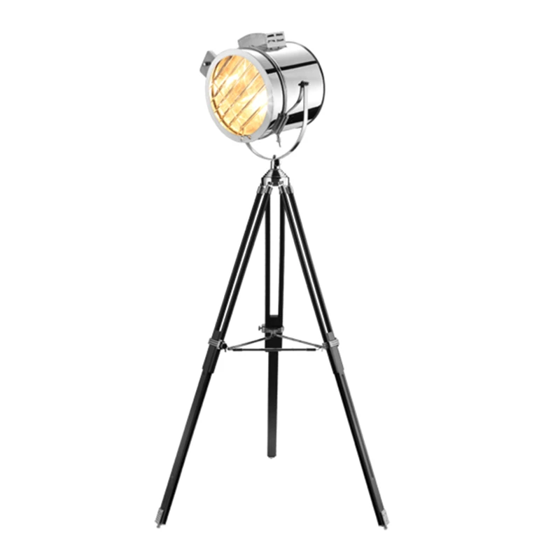 Discount BDBQBL Nordic American Creative Studio Retro Industrial Bar Floor Lights E27 Tripod Searchlight Additional Net LED Floor Lamp 14