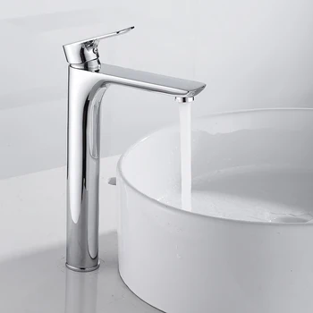 

Basin Faucet Tall Modern Counter Top Basin Mixer Taps Bathroom Sink Tall Chrome Faucet Deck Mounted Single Hole Grifo