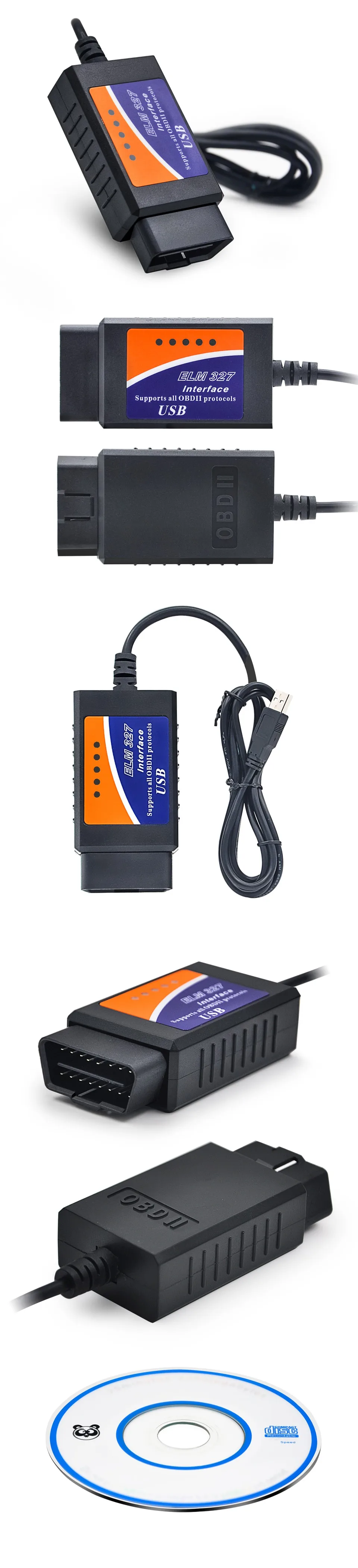 USB OBD II ELM327 USB FTDI FT232RL чип V1.5 автомобильный диагностический USB кабель интерфейс поддерживает все OBD2 протоколы для Windows