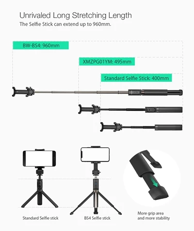 BlitzWolf Беспроводная bluetooth селфи палка штатив мини выдвижной монопод универсальный для iPhone для samsung для Iphone для Canon