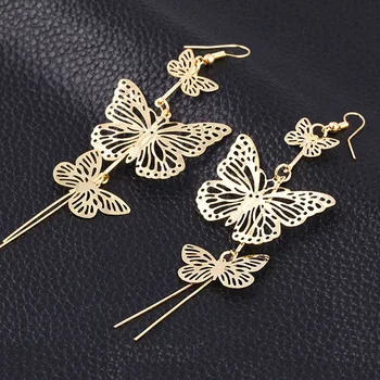 

European and American fashion punk nightclub rock exaggerated hollowed butterfly earrings hundred earrings personality Earrings