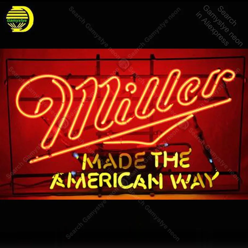 Neon Sign for Miller light Made the American Way Bulbs Acade decor