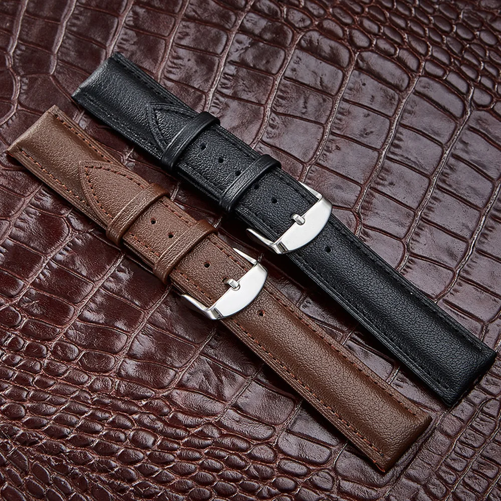 

Hot Waterproof Leather Watch Strap Common Use NAPA Pattern Cow Leather Watch Band 14mm 16mm 18mm 20mm 22mm 24mm