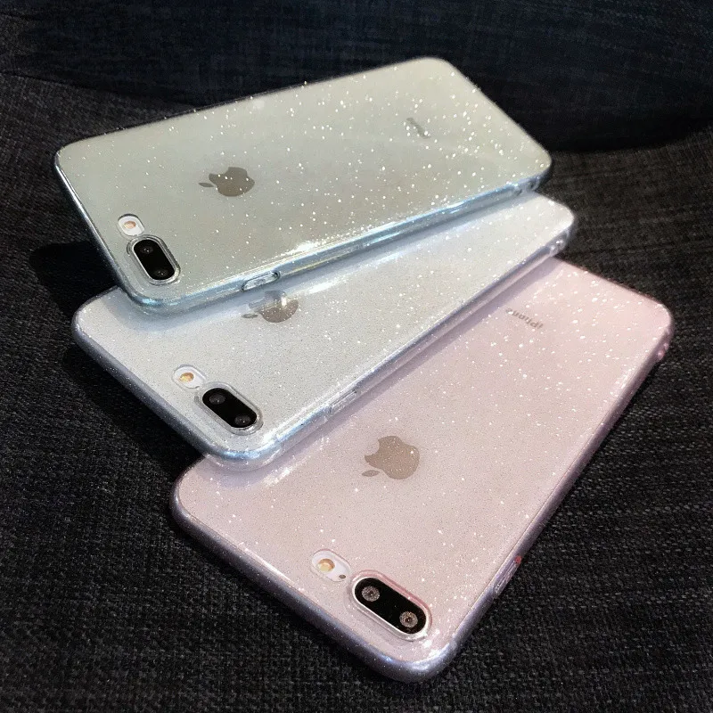 

Glitter Sparkly transparent TPU Silicone Case Cover Skin For iPhone 7 7Plus