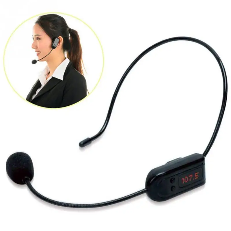 Wireless FM Radio Headset Microphone Handsfree Megaphone Mic for