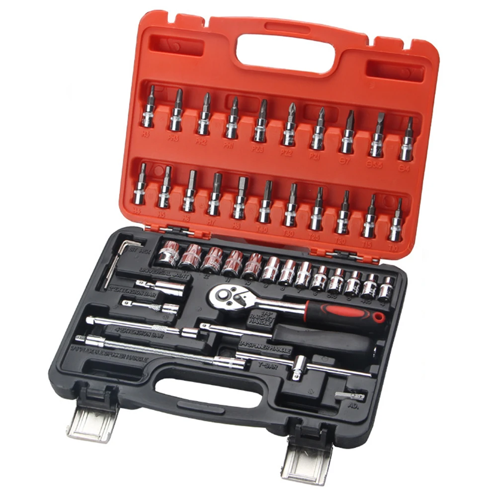 Petpig 46 шт. храповым механизмом набор торцевой ключ набор инструментов Инструменты для ремонта автомобилей комплект ключ