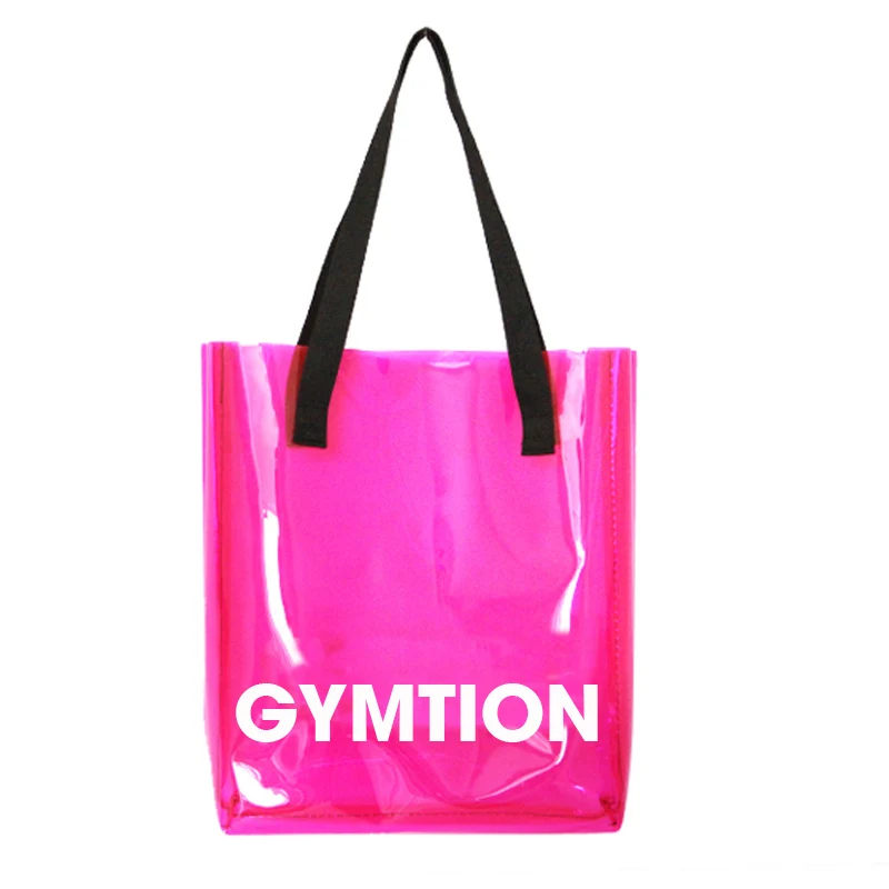 Thick PVC Transparent Vinyl Plastic Tote Bag with Black PP handles