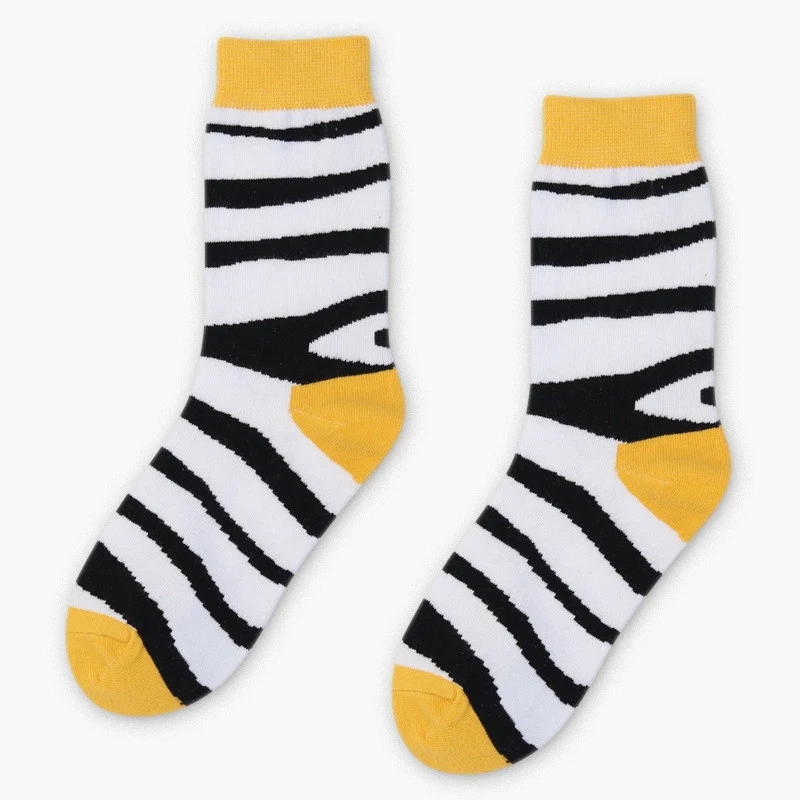 Женские хипстерские носки для скейтборда в японском стиле с забавными животными, Харадзюку, крутые хлопковые носки с алмазным узором, забавные парные носки по индивидуальному заказу - Цвет: zebra striped