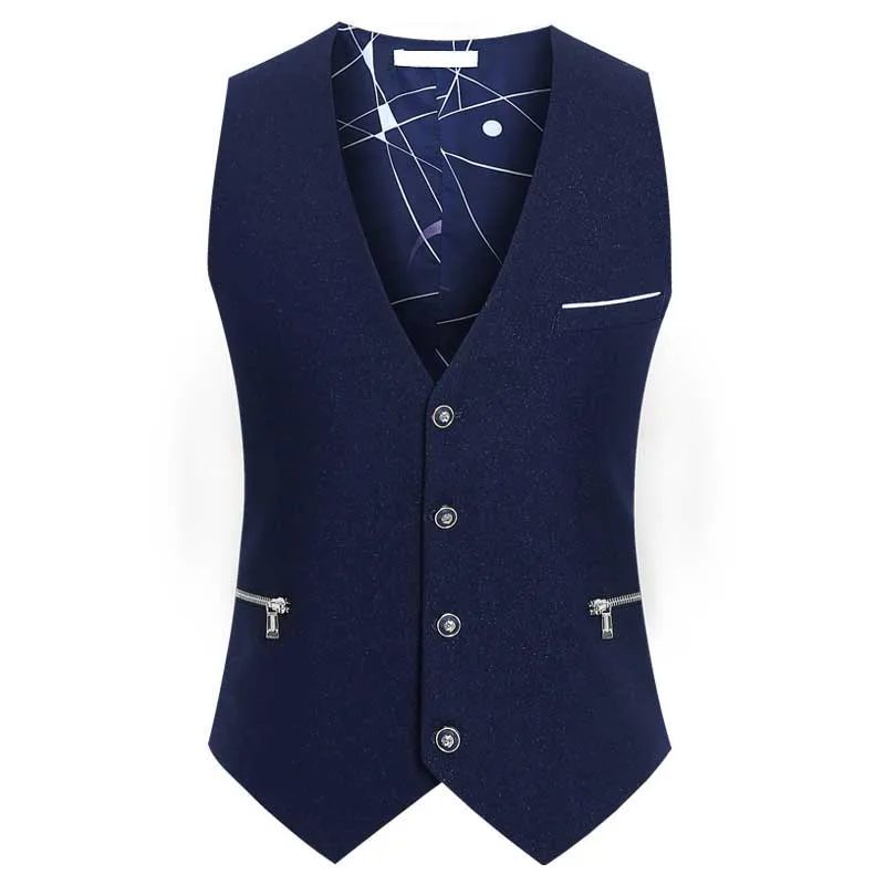 New Fashion Men Suit Vest 4 Button British Sleeveless Jacket Business Vest Casual Waistcoat Thin for Summer Autumn Big Size 6XL