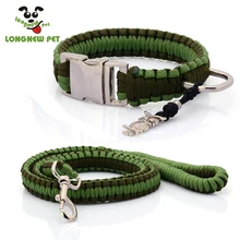 

Parachute Dog Collar And Leash Silvery Buckle Best Dog Collar To Pull GreenAnd Black Durable Collars For Any Dogs To Pulling