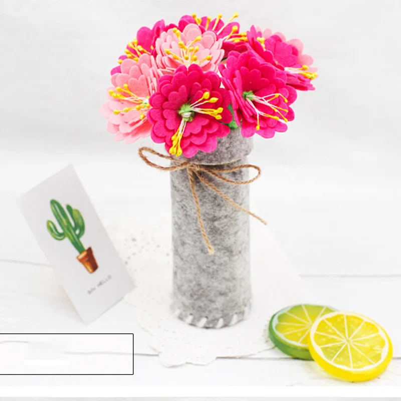 

1PCS DIY Flowers Children Simulation Bouquet Fabric Potted Flowers Non-woven DIY Handmade Pots Making Creative Material Package