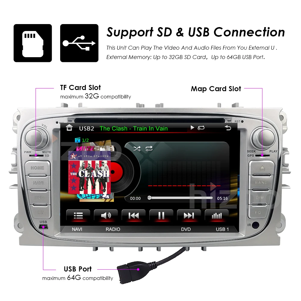 Sale Car Multimedia Player GPS 2 Din car dvd player for FORD/Focus/S-MAX/Mondeo/C-MAX/Galaxy car radio USB SWC RDS DVBT CAM 8G SD MAP 2