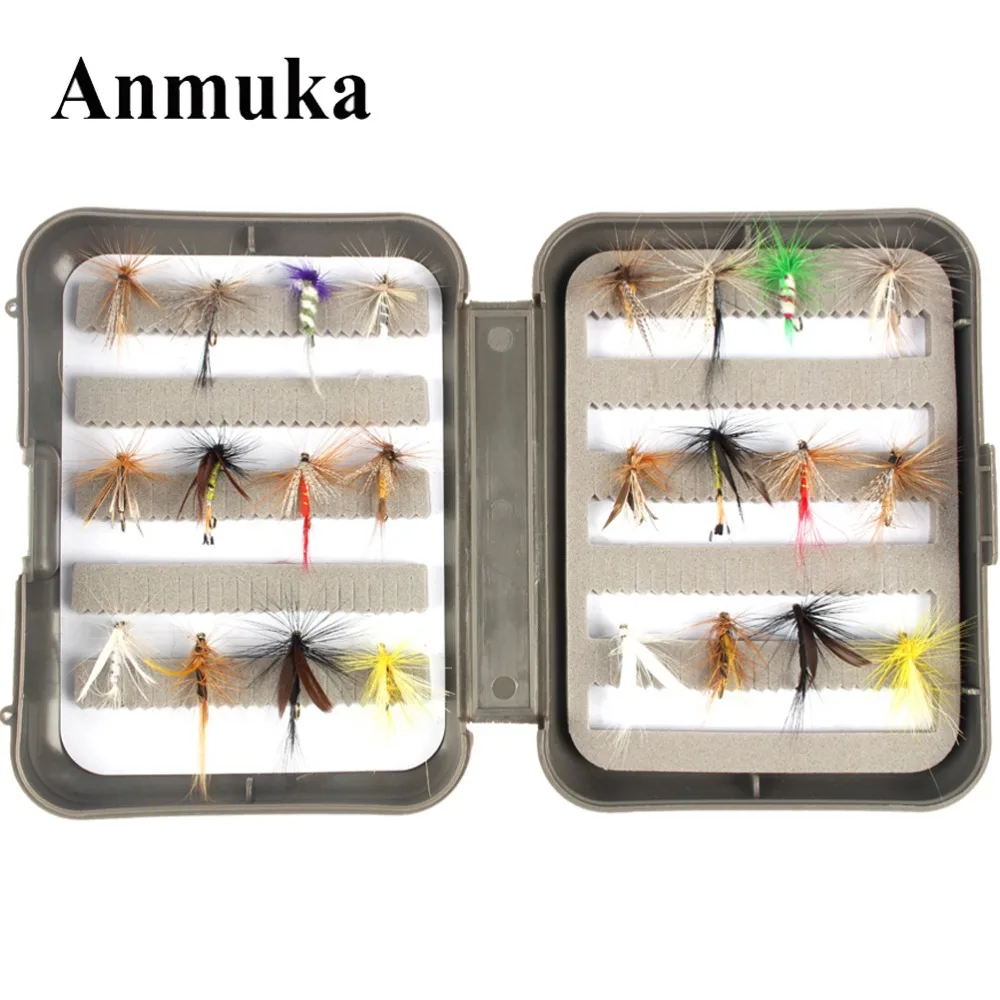 Anmuka Dry Fly Lures 24pcs/lot Flies Fishing Bait 1.5cm Worm Hook Multi