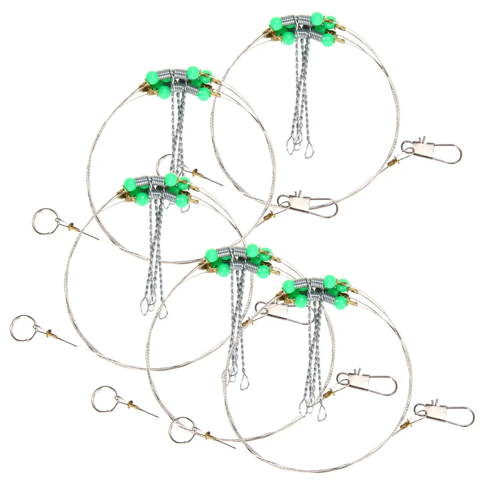 

5pcs Anti-Winding 6 Swivel String Fishing Hook Steel Rigs Wire Leader Hooks Steel Fishhooks Fishing Accessories