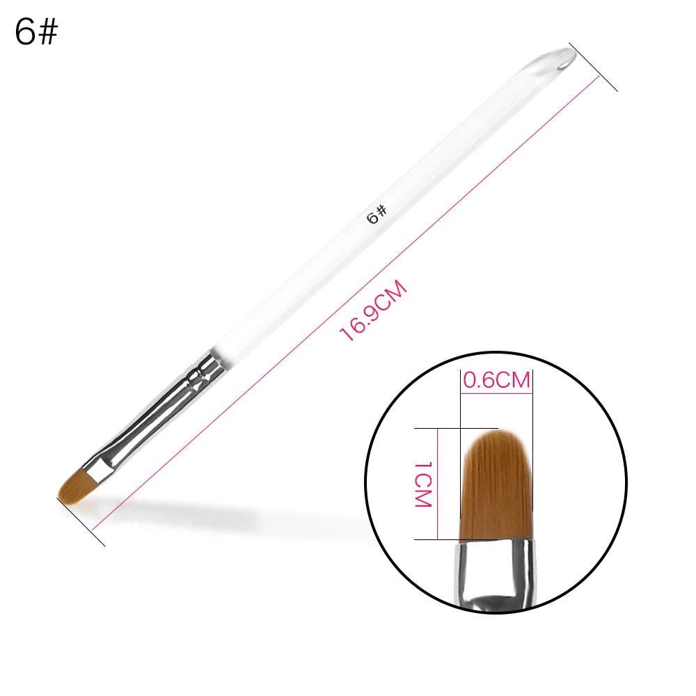 AriesLibra Nail Art Brush Round Head UV Gel Transparent Acrylic Manicure Pen Professional Painting Drawing Tool for Nail Beauty - Цвет: size 6