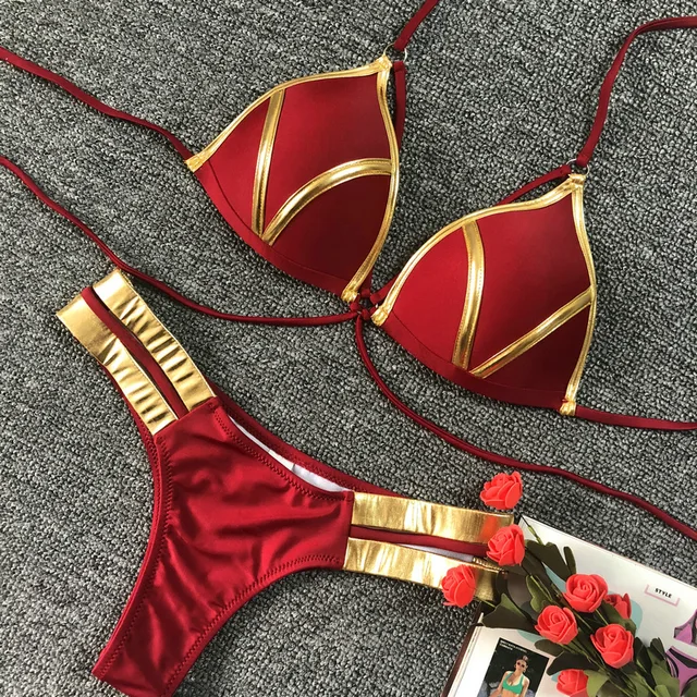 Red and gold swimsuit Clearance