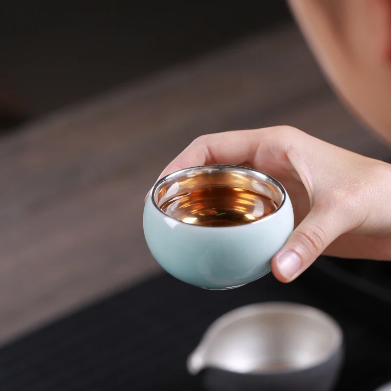 50 мл Longquan чайная чашка из селадона 999 Серебряная керамическая чашка контейнер для чайной церемонии малая чайная чаша посуда для напитков чайная посуда Декор ремесла