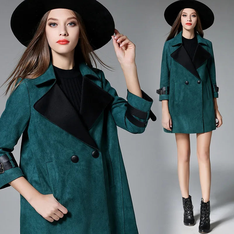 Red Nouveau Gray Mode wine Longue En Daim Fleur Femmes Section Femelle 2017 green Bf1098 Hiver Automne Mince Doux Pleine bron Doublé Veste Manteau Faux BqdxHAw