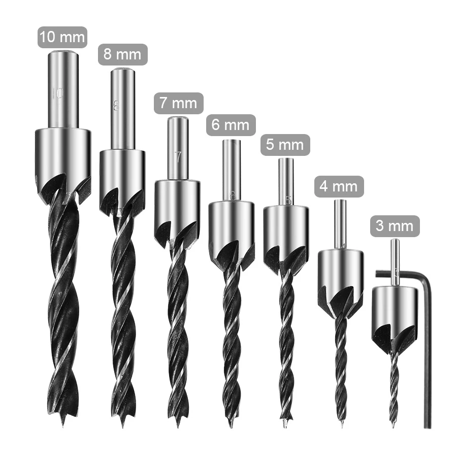4 шт./7 шт. флейта зенковки сверла с потайной головкой набор сверл 3 наконечника деревообрабатывающие сверла 3,4, 5,6, 7,8, 10 мм
