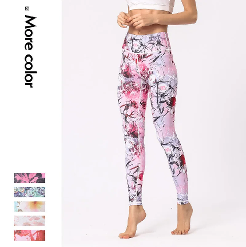 

Women Sexy Gym Pants Flower Print High Waist Sports Leggins Gym Female Sport Wear Fitness Legging Push Up Training Workout Pants