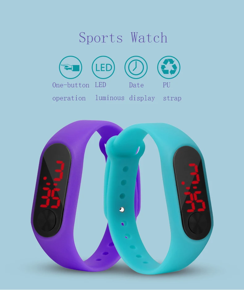 Спортивные детские светодио дный дисплей мужские женские наручные часы PU цифровой браслет Детские часы для девочек и мальчиков Relogio Montre