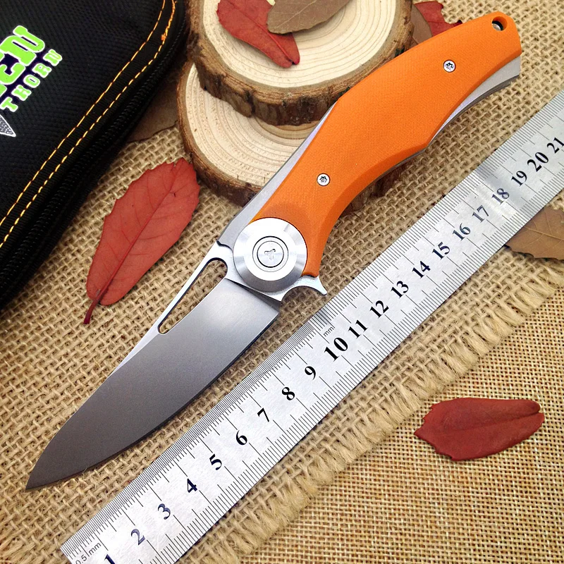 

Green thorn Outdoor Folding Knife D2 Steel blade G10 + Titanium Handle Hunting tactical knife ceramic bearing assiste EDC Tools