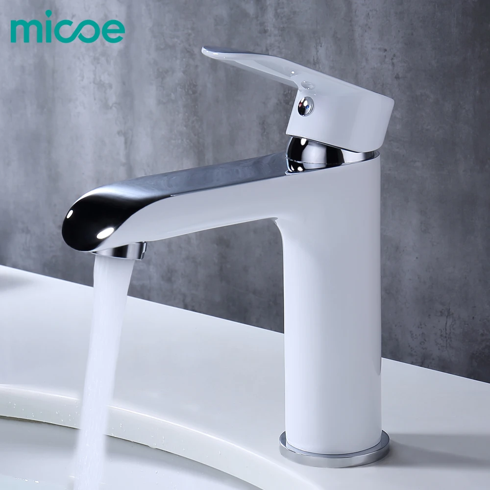 

MICOE bathroom faucet mixer basin taps sink waterfall wash basin tap brass chrome vessel hot and cold water basin taps white