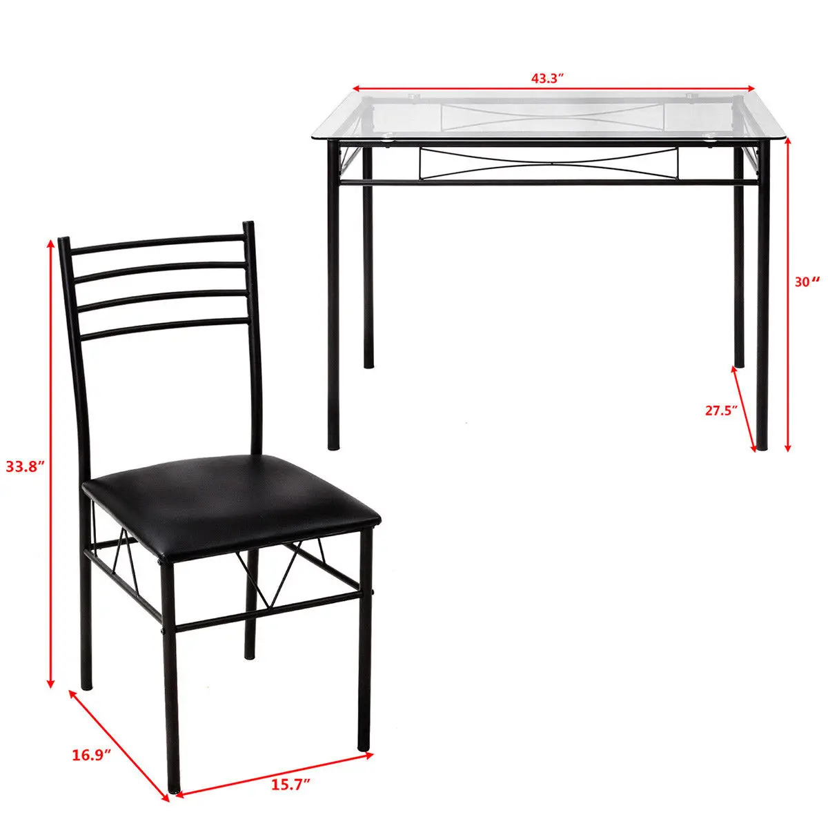 Giantex 5PC Dining Set Modern Dining Room Tempered Glass Top Table & 4 Upholstered Dining Chairs Kitchen Furniture HW56030 Giantex 5PC Dining Set Modern Dining Room Tempered Glass Top Table & 4 Upholstered Dining Chairs Kitchen Furniture HW56030