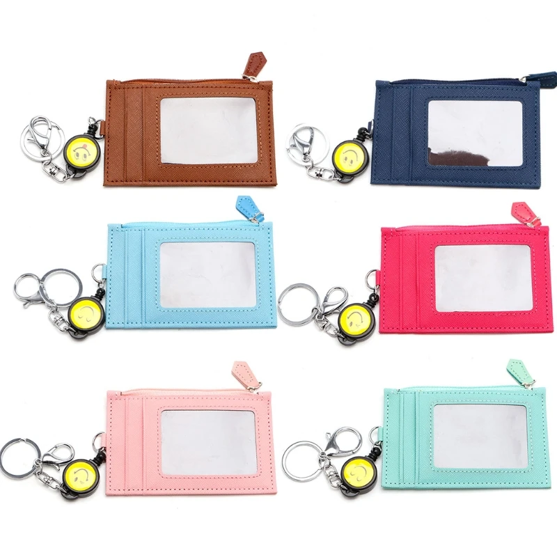 

THINKTHENDO Business Credit ID Badge Card Holder Coin Purse Retractable Reel Keychain Gift