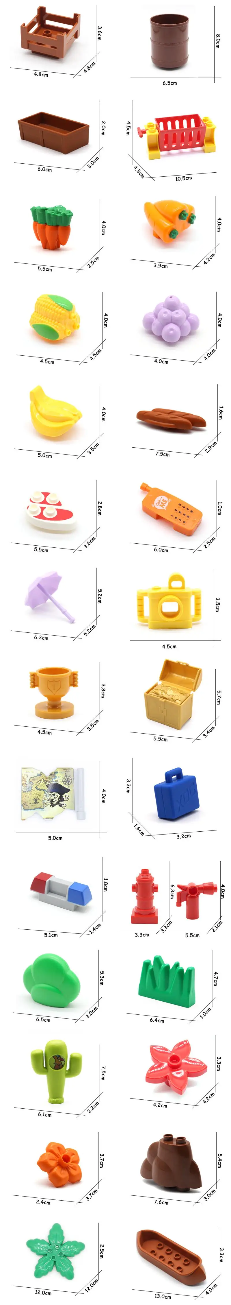 Фрукты овощи сотовый телефон зонтик трава дерево пожарный гидрант Кактус Цветок Набор кирпич большие частицы строительные блоки аксессуары игрушки