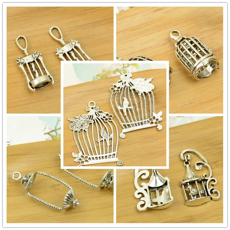 

birdcage / bird cage DIY shape antique silver alloy charm pendant vintage jewelry making accessories findings bracelet beads hot