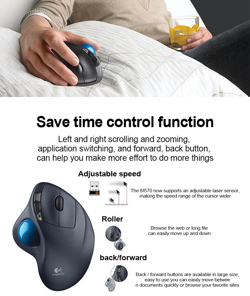 Logitech M570 wireless mouse 3
