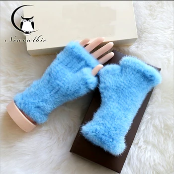 

Mink Fur gloves 20 CM 2020 Glove Luxury Brand Mittens Solid Style For Russian Winter Real Fur Gloves