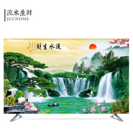 1"-80" 22 дюймов 75 дюймов экран lcd tv PC чехол декоративный капюшон занавеска пейзаж водопад горные холмы водонепроницаемый зеленый - Цвет: same like the pic