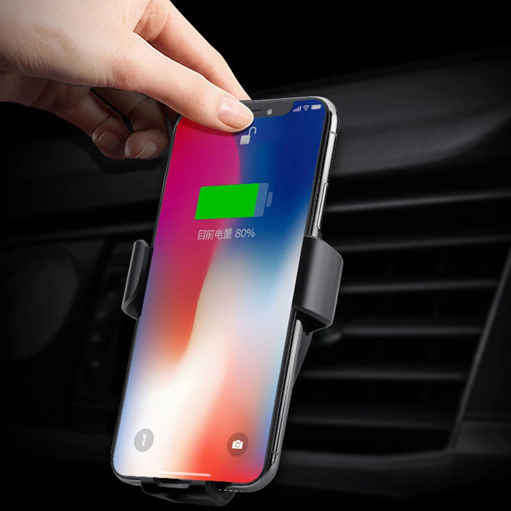 10 Вт Быстрое беспроводное зарядное устройство для samsung S10 S9 S8 Plus USB Qi зарядный кронштейн для iPhone XS XR 8 X держатель телефона на вентиляции