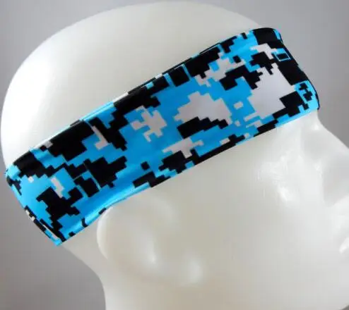 Новое поступление цифровой камуфляж спортивная повязка для головы цифровой камуфляж повязка на голову, повязка на голову для йоги - Цвет: light blue black whi