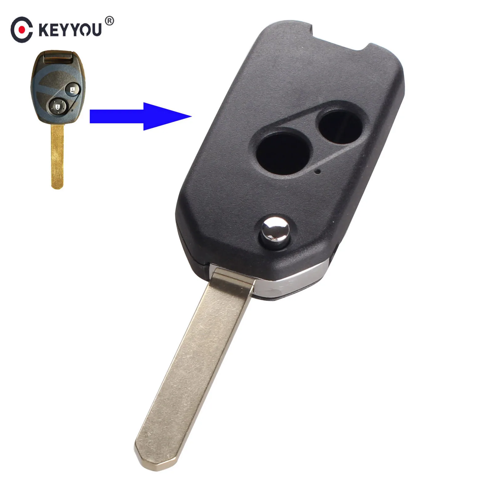 KEYYOU 2 кнопки модифицированный Флип складной пульт дистанционного ключа чехол для Accord CRV Odyssey для Honda