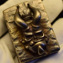HG смотреть видео 2 цвета zpo вставить Винтаж латунь Броня ручной работы Hellboy hell King зажигалка