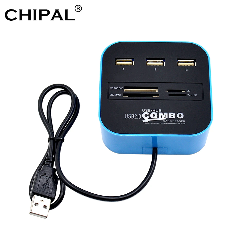 Разветвитель CHIPAL все в 1 Mini usb-хаб Combo 3 порта USB 2 0 адаптер TF SD M2 MS MMC кардридер для ПК
