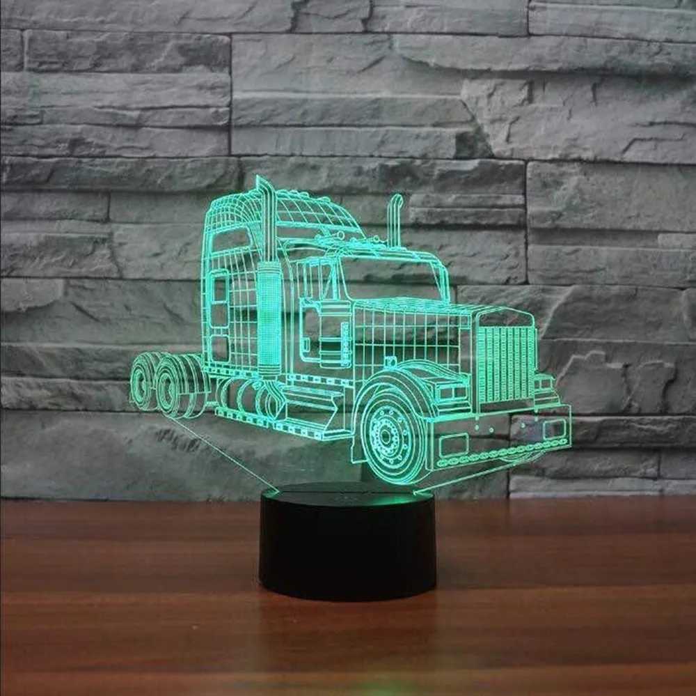 

Kingchip Car and Bus and Truck 3D Led Night Light Led Acrylic Colorful lights Kids Table Lamp Atmosphere Usb Led Light Lamp